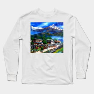 Panoramic View Of Everest Mountain Long Sleeve T-Shirt